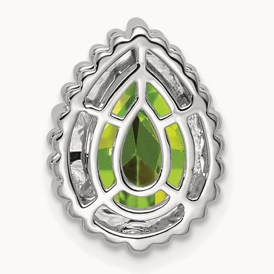 Pear Peridot Chain Slide — 14K White Gold