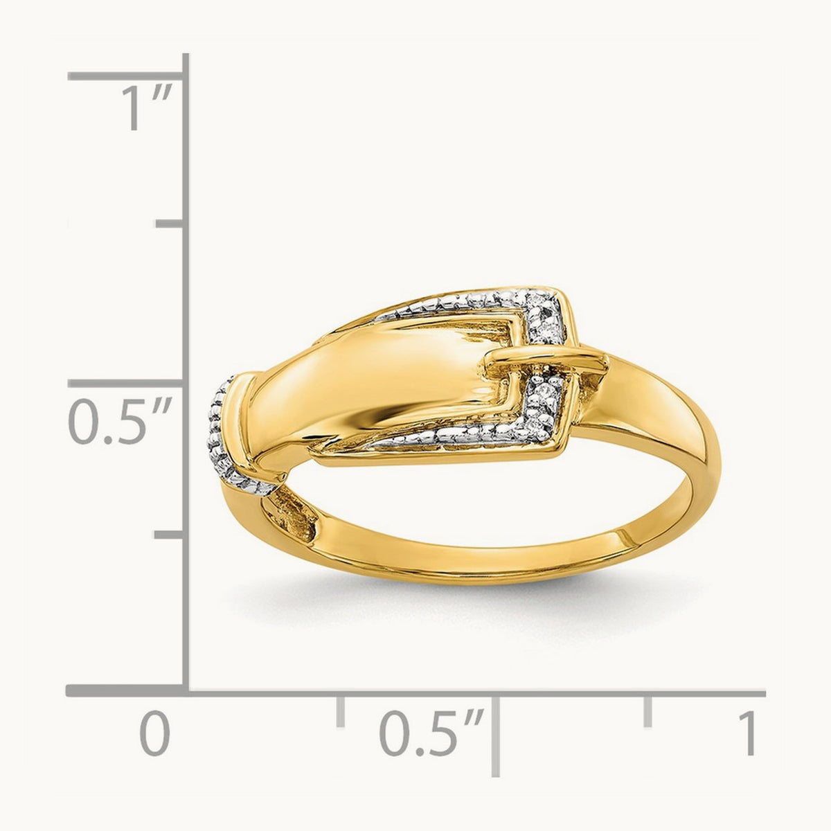 Rhodium Diamond Buckle Ring, 14K