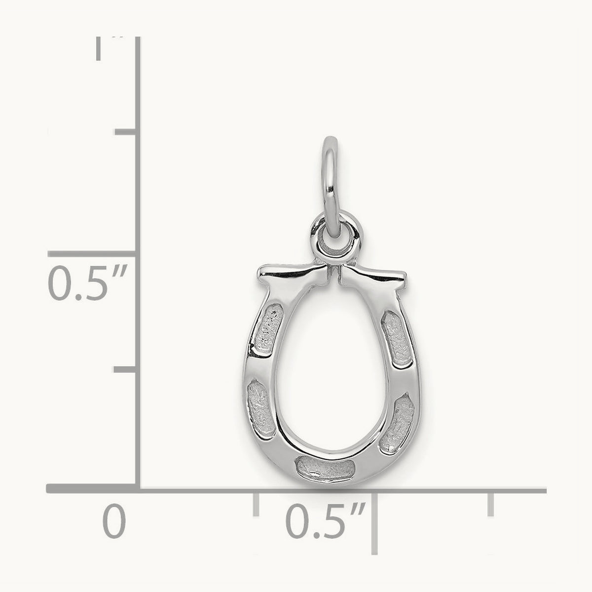 Solid Polished Horseshoe Charm — 14K White Gold