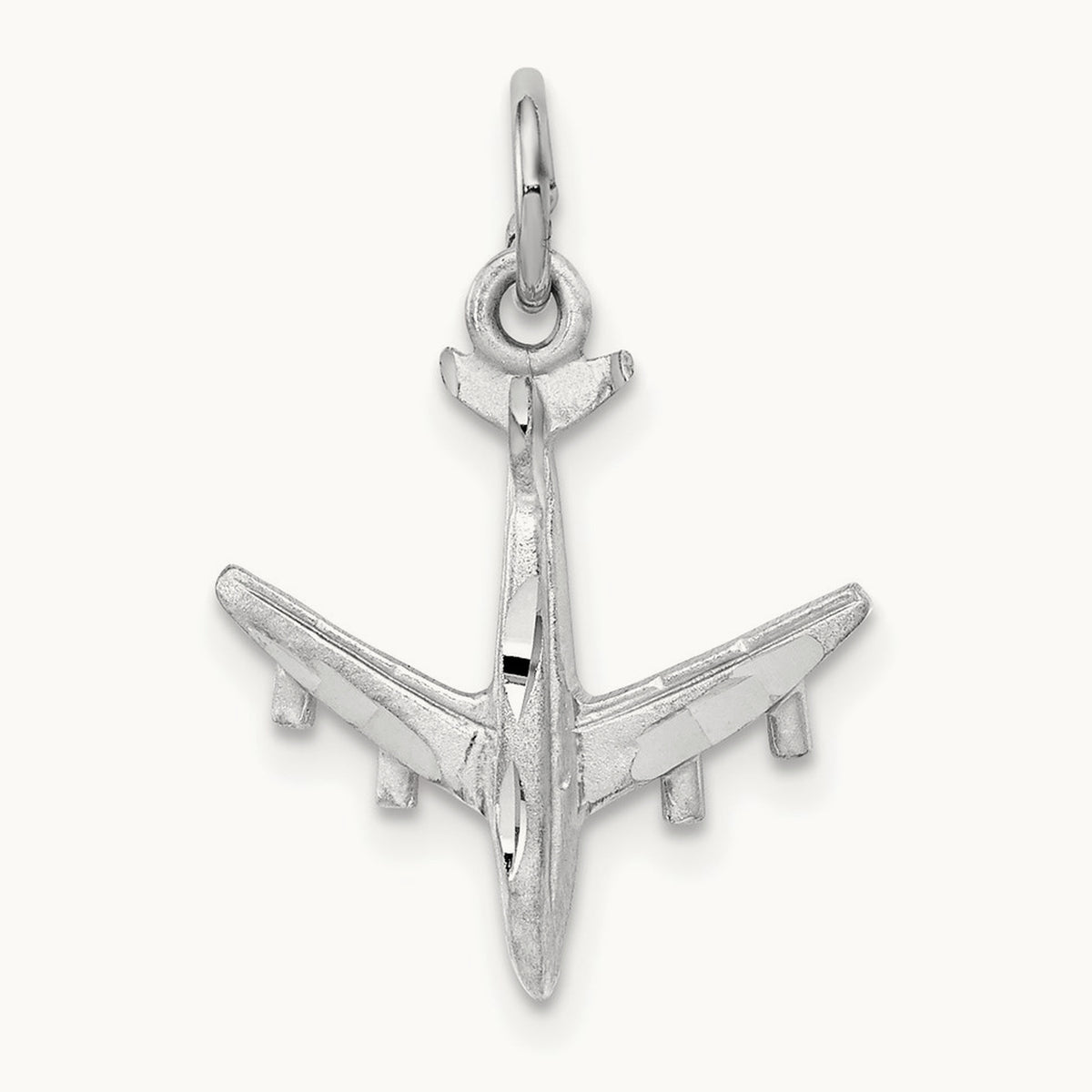 3-D Airplane Charm — 14K White Gold