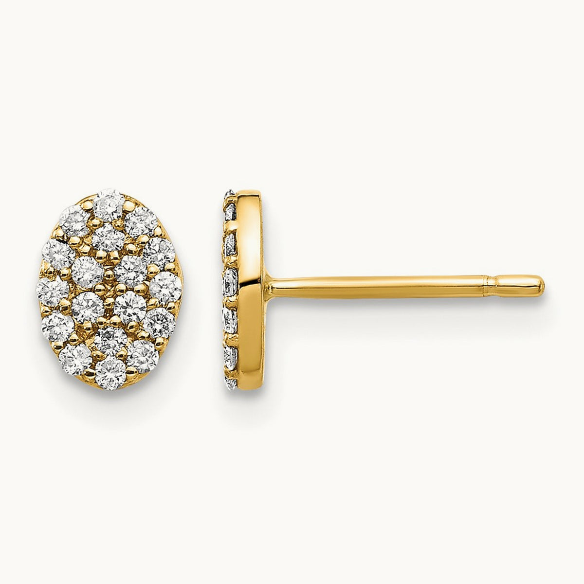 Diamond Cluster Oval Earrings, 14K