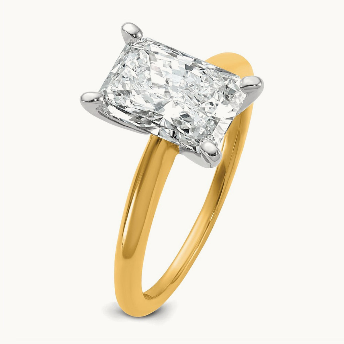Radiant Solitaire Engagement Ring, 0.50-5.00 ct tw Lab-Grown Diamond — 2 1/2 ct, 14K Two-Tone