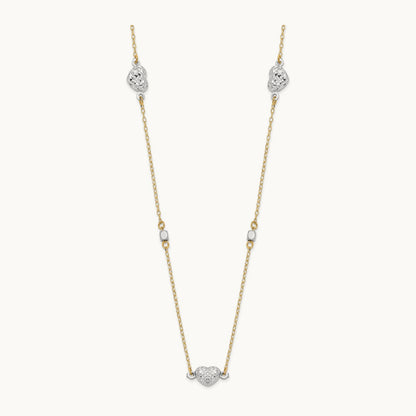 Polished D/C Hearts Necklace, 14K Two Tone