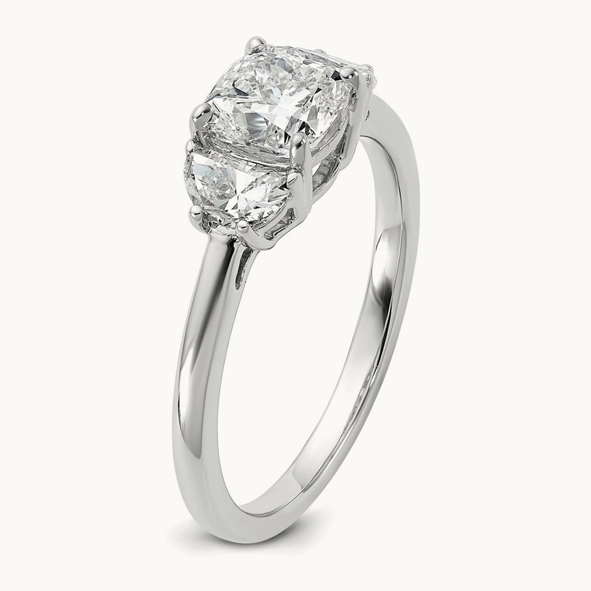Half Moon & Cushion Semi-Mount Engagement Ring, 0.25-1.00 ct tw Lab-Grown Diamond — 3/8 ct, 14K White Gold
