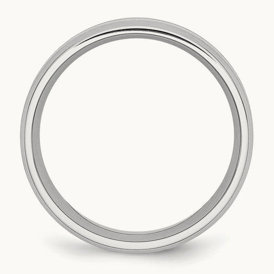 Cobalt Sterling Silver Inlay Satin and Polished Beveled Edge Band — photo set