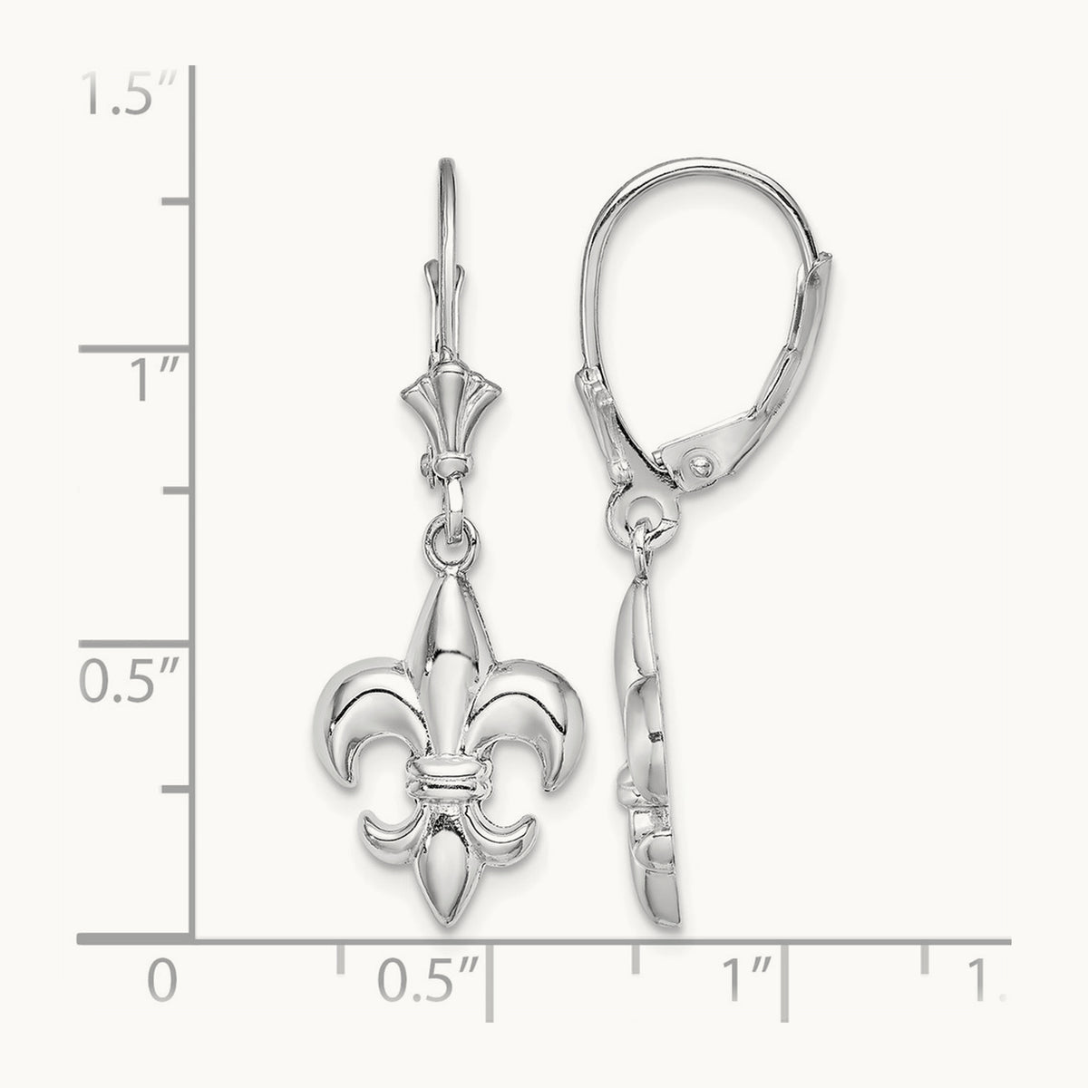 Small Fleur-de-Lis Leverback EARRINGS — 14K White Gold