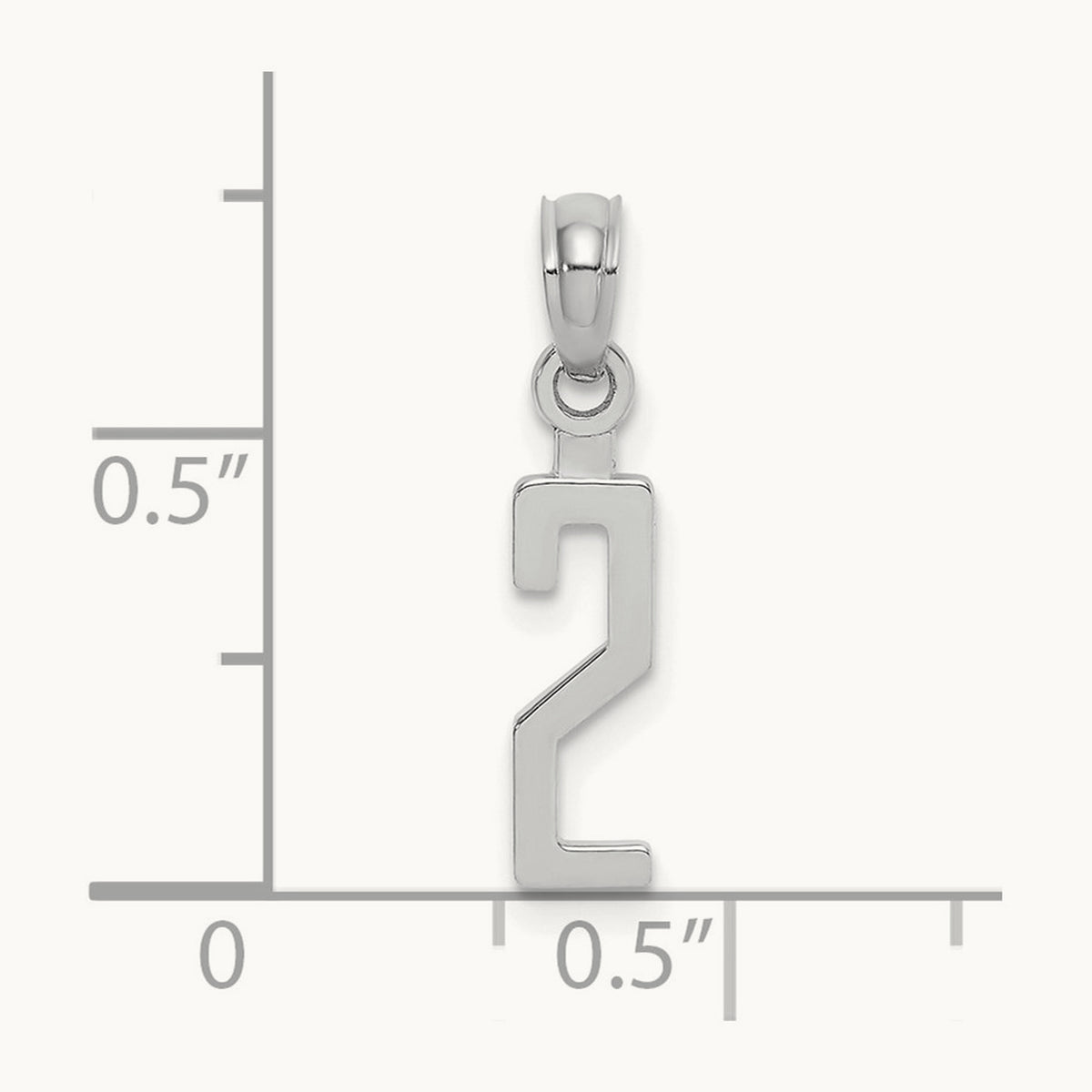 Polished Number 2 Pendant — 14K White Gold, 18.44mm