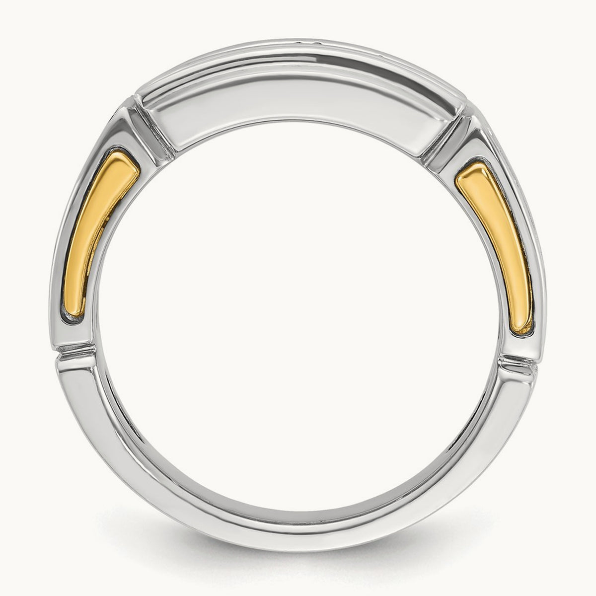 IBGoodman Men's Polished & Cut-Out 2-Row Diamond Ring, 14K Two-tone
