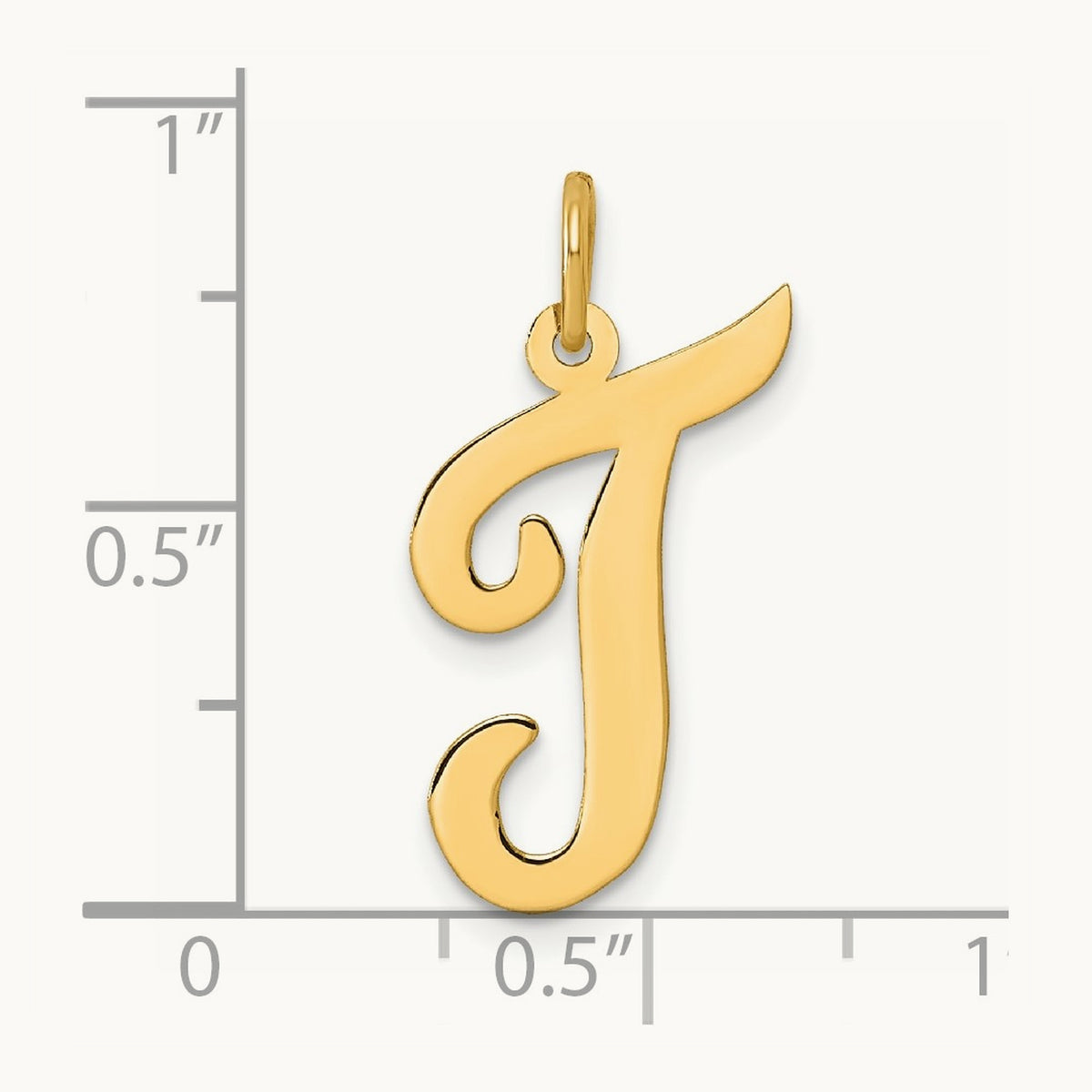 Large Script Initial Charm — 14K Yellow Gold, T