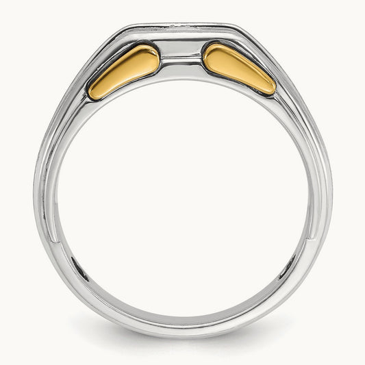 IBGoodman Men's Polished and Satin Diamond Complete Ring, 14K Two-tone