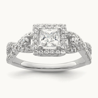 Princess Semi-Mount Halo Engagement Ring, 0.50 ct tw