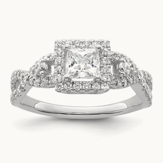 Princess Semi-Mount Halo Engagement Ring, 0.50 ct tw