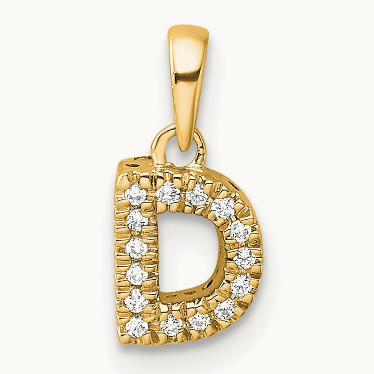 Diamond Initial with Bail Pendant — 14K Yellow Gold, D