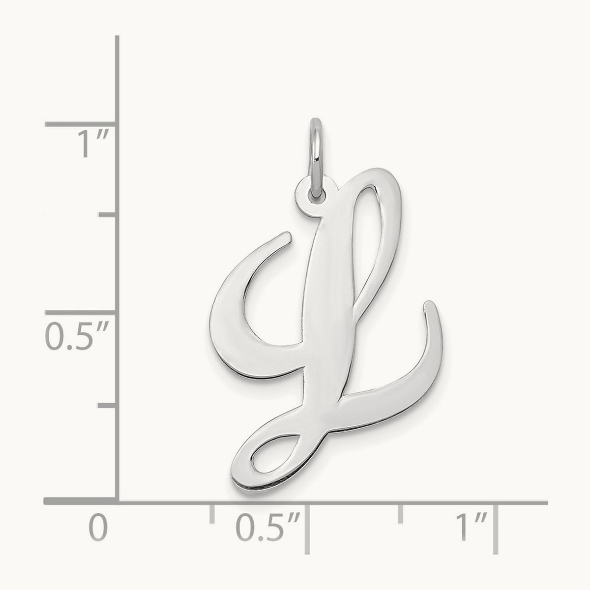 Large Fancy Script Initial Charm — 14K White Gold, L