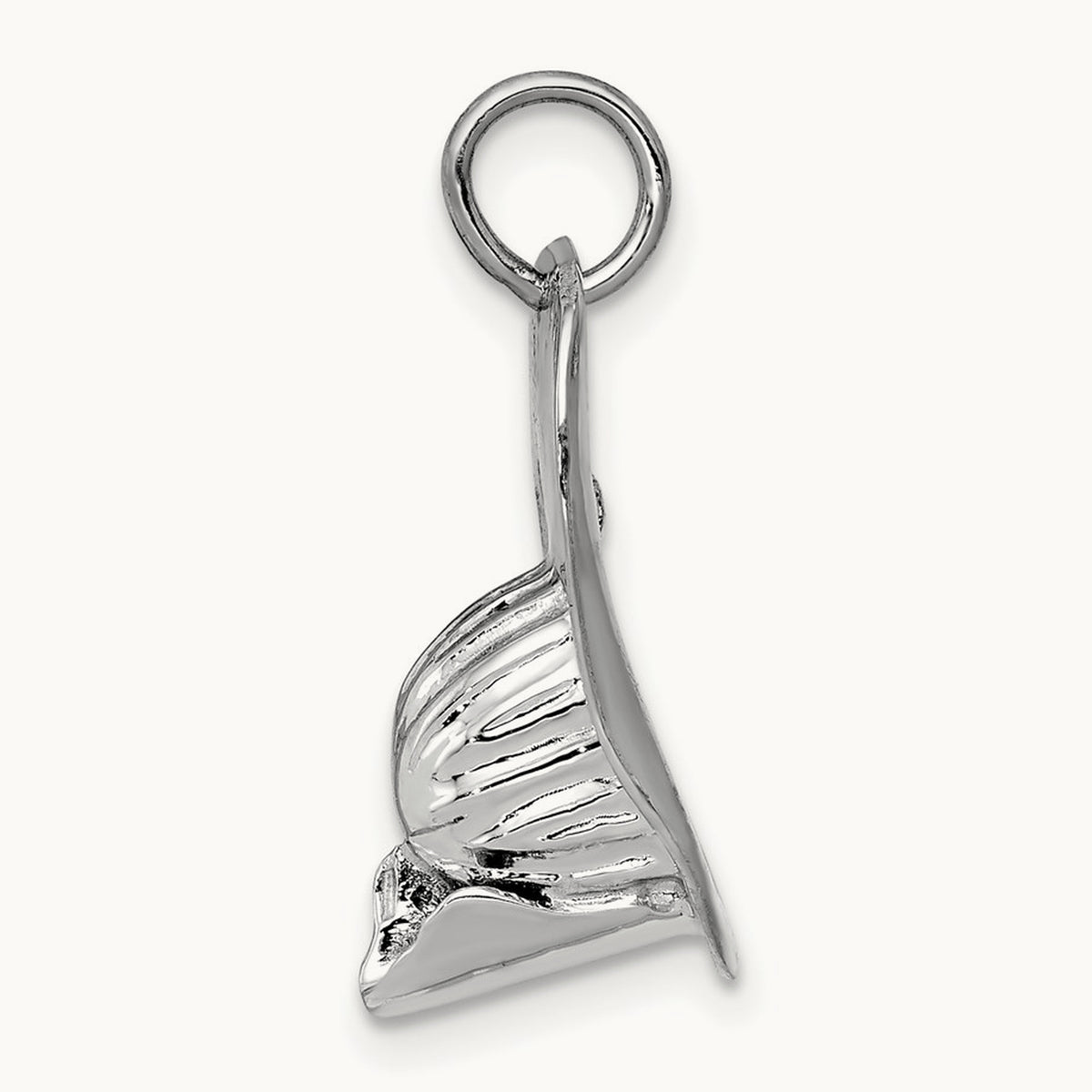 3-D Large Fireman's Hat Charm — 14K White Gold