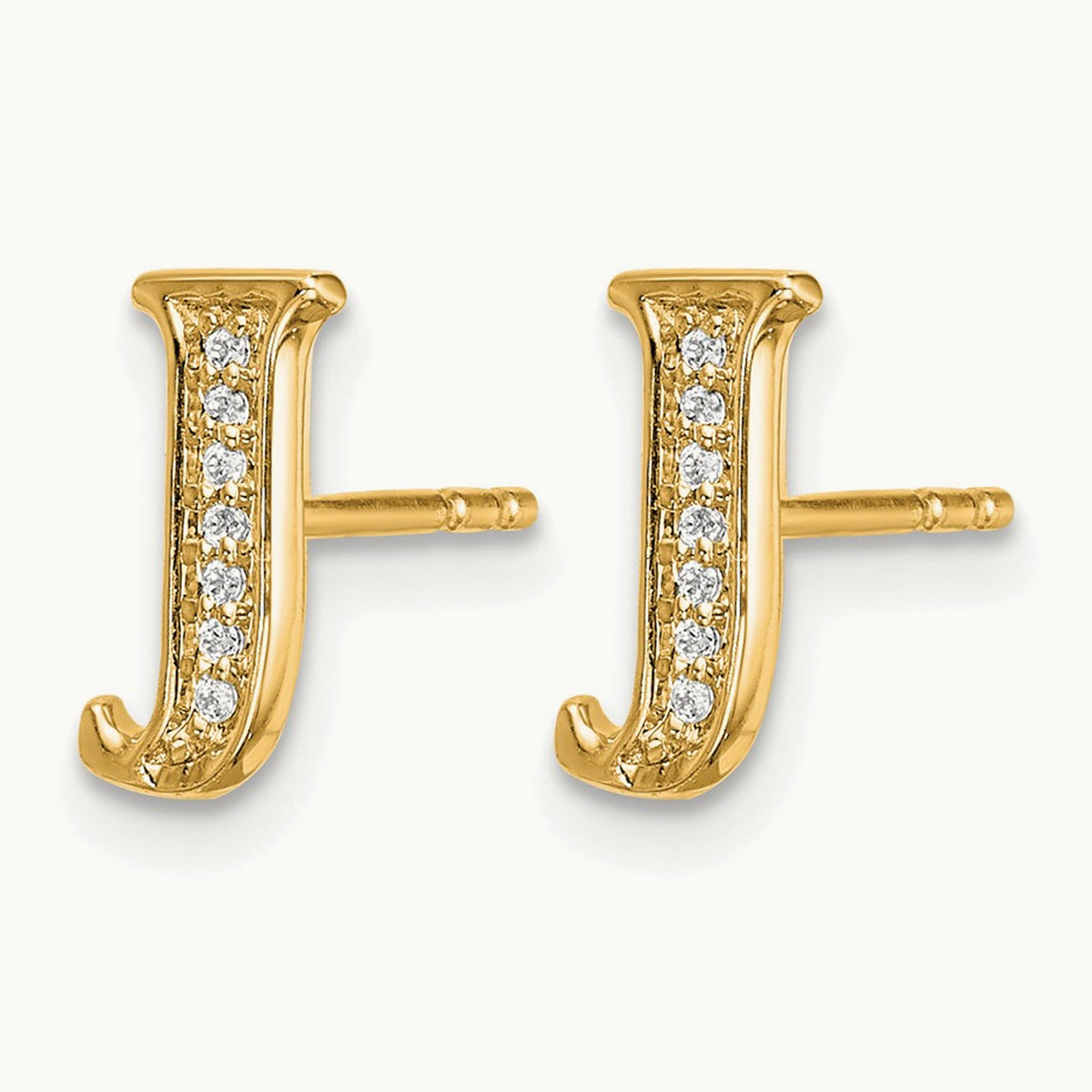 Diamond Earrings — 14K Yellow Gold, 8mm, J