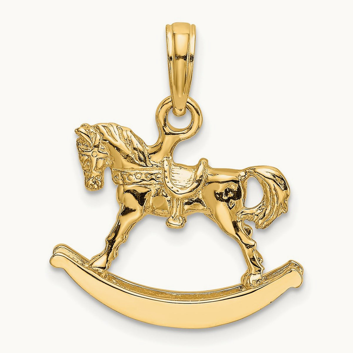 Polished 3-D Rocking Horse Charm, 14K
