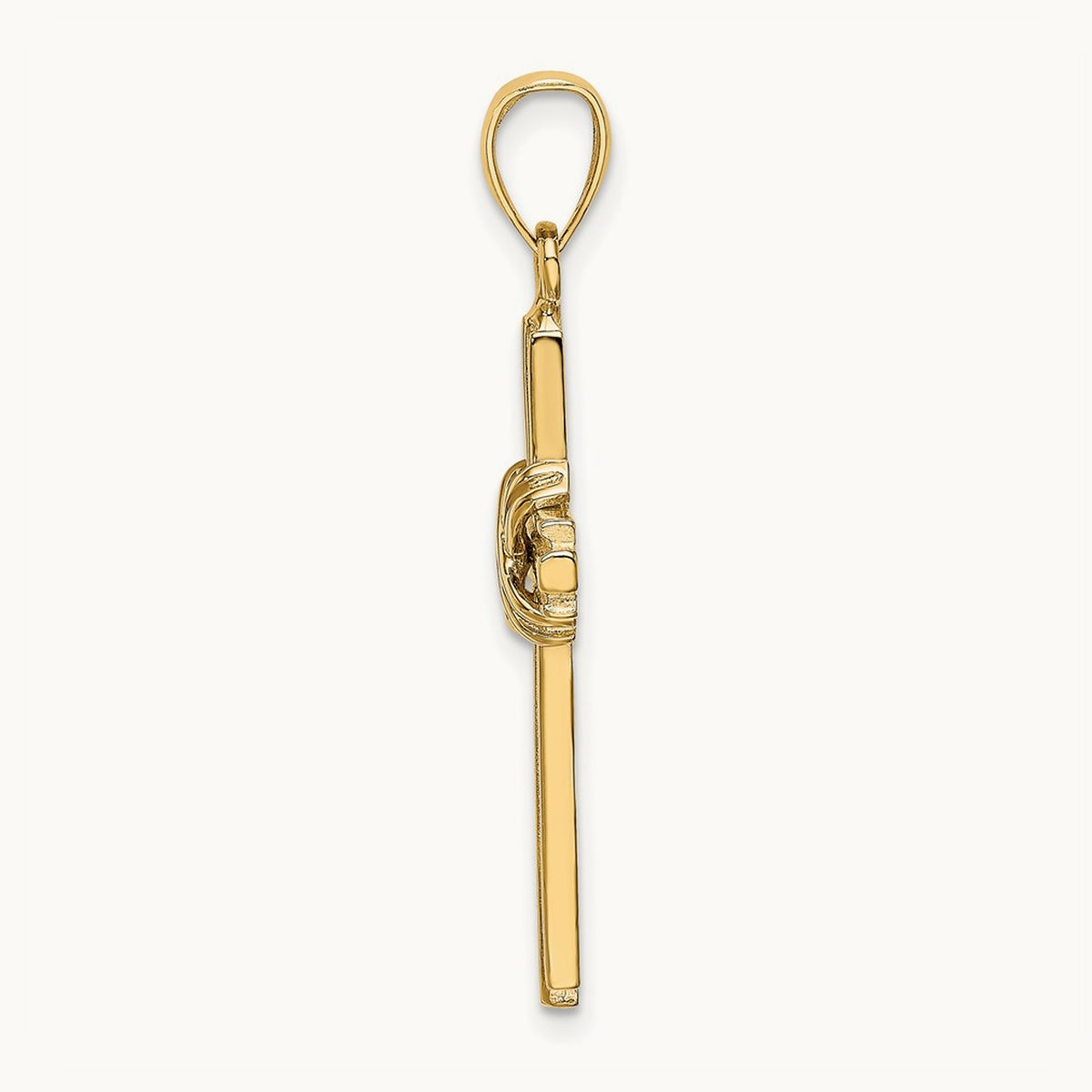 Beaded Center Design Cross Charm, 14K