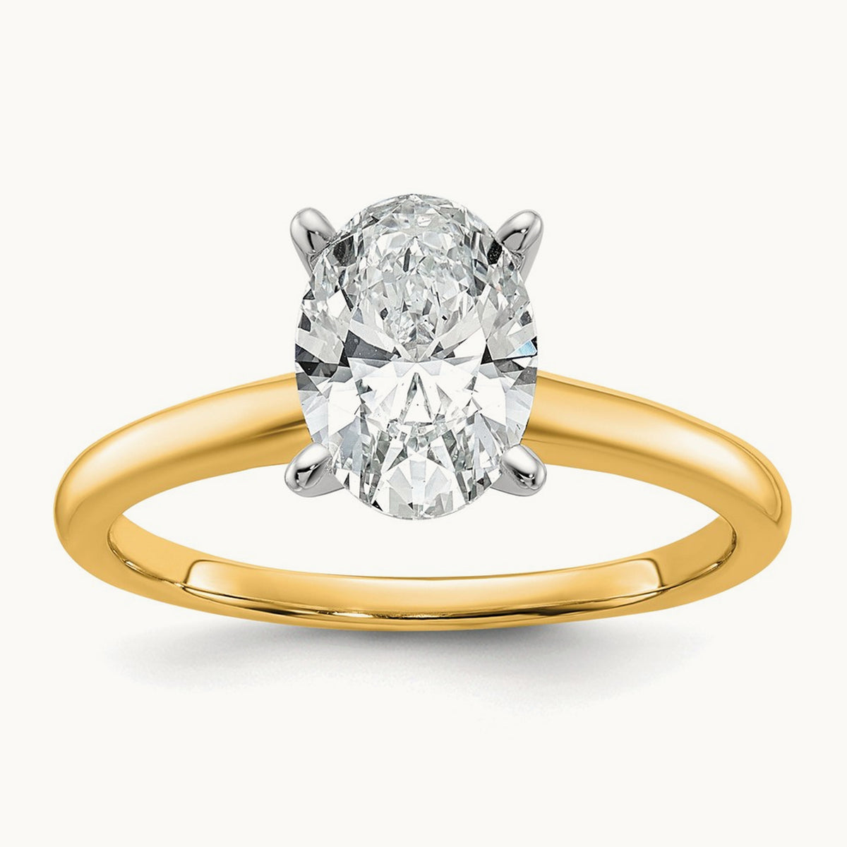 Oval Solitaire Engagement Ring, 0.50-5.00 ct tw Lab-Grown Diamond — 1 1/2 ct, 14K Two-Tone