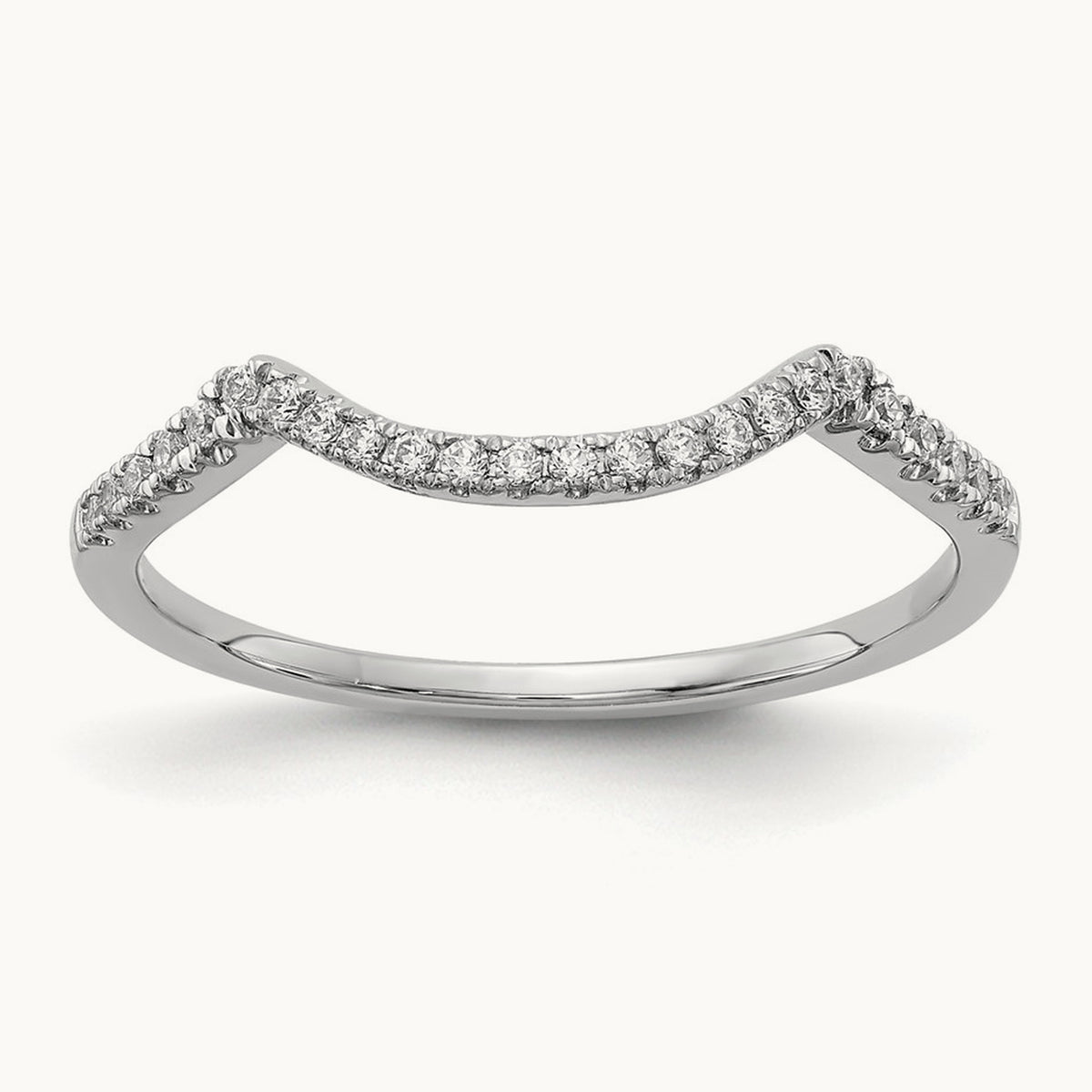 Diamond Contoured Wedding Band, 14K White Gold