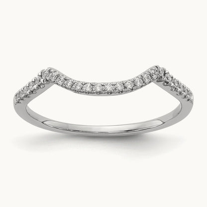 Diamond Contoured Wedding Band, 14K White Gold