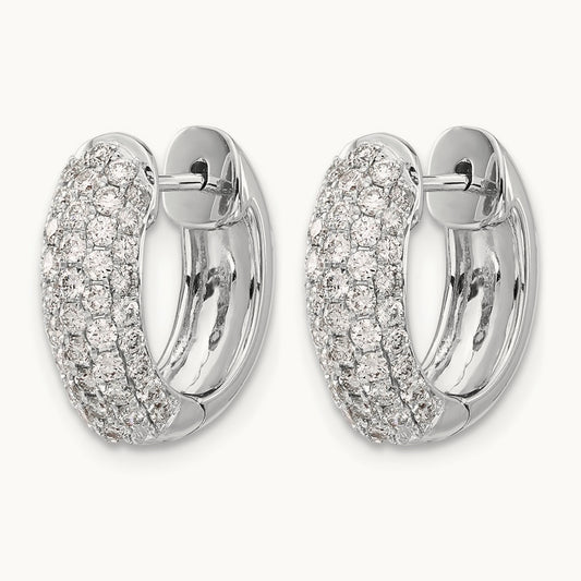 Diamond Hinged Hoop Earrings, 14K White Gold