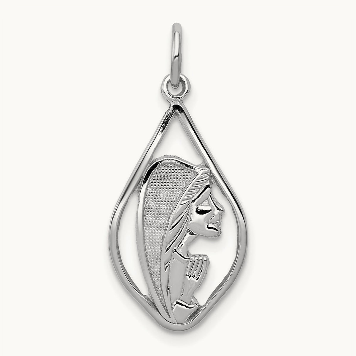 Mary Blessed Virgin Charm, 14K White Gold