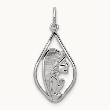 Mary Blessed Virgin Charm, 14K White Gold