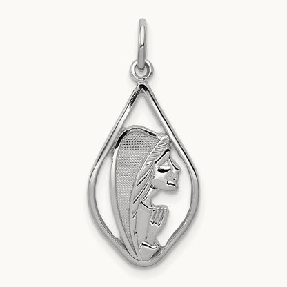 Mary Blessed Virgin Charm, 14K White Gold