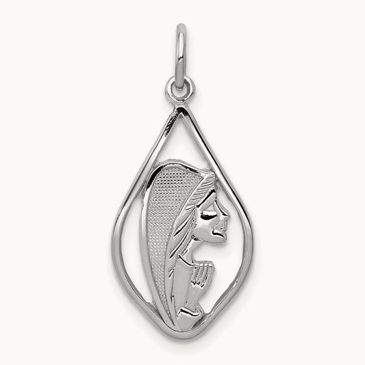 Mary Blessed Virgin Charm, 14K White Gold