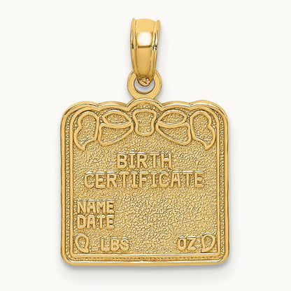BIRTH CERTIFICATE Charm, 14K