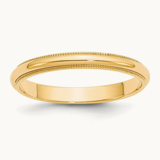 Milgrain Half Round Band — 14K Yellow Gold, 3mm