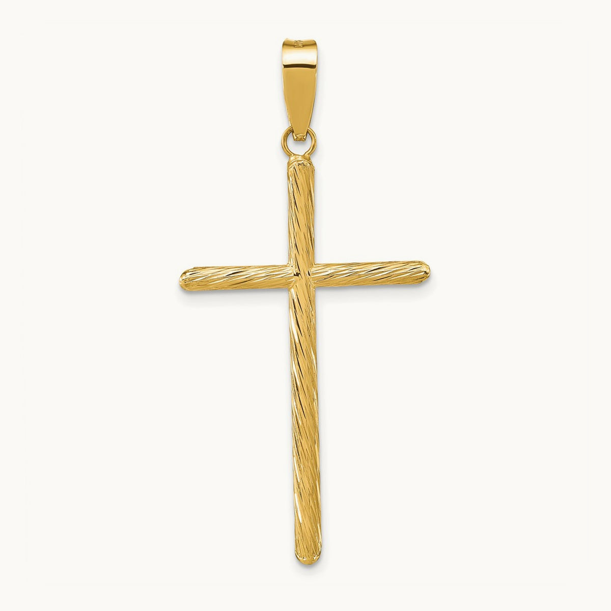 Polished & Textured Fancy Cross Pendant — 45.35mm