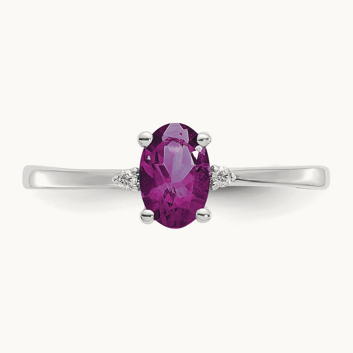 Diamond & Rhodolite Garnet Birthstone Ring, 14K White Gold