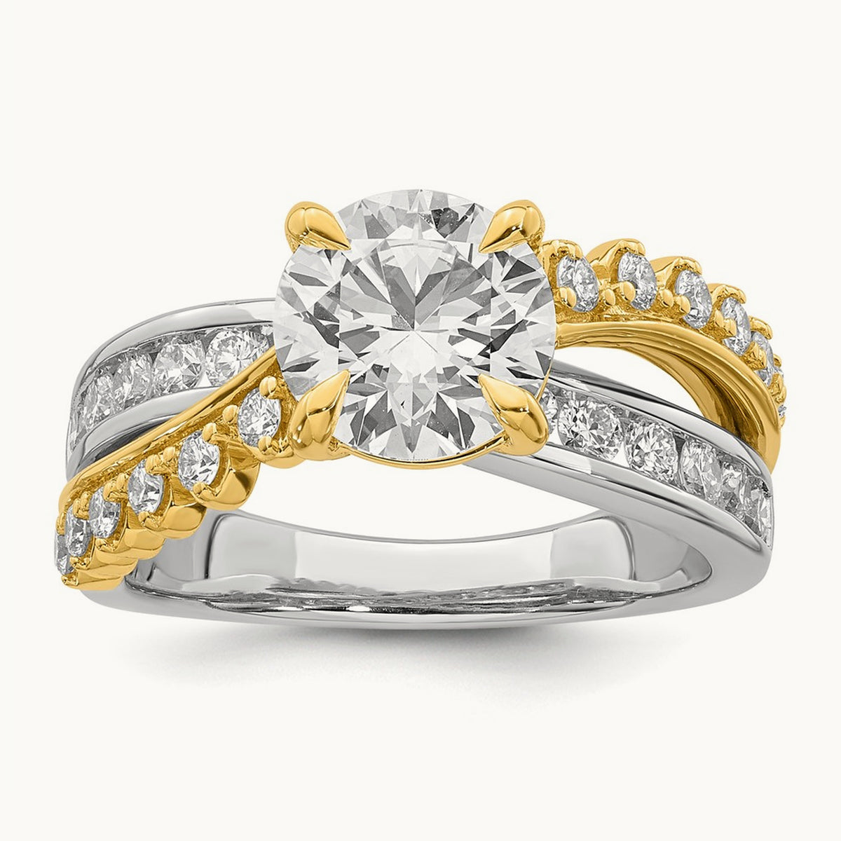 14ktt Certified Round Center Lab Grown Diamond VS+ F+ Ring
