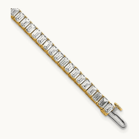 Emerald Bezel Tennis Bracelet, 10.00 ct tw Lab-Grown Diamond — 14K Yellow Gold