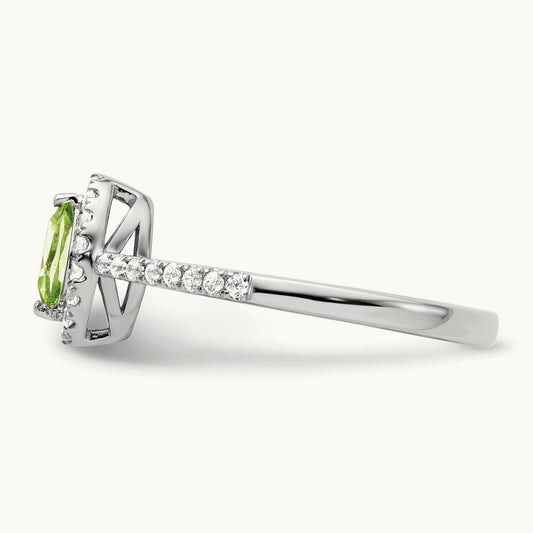 Peridot August Birthstone Ring, 0.20 ct tw Lab-Grown Diamond