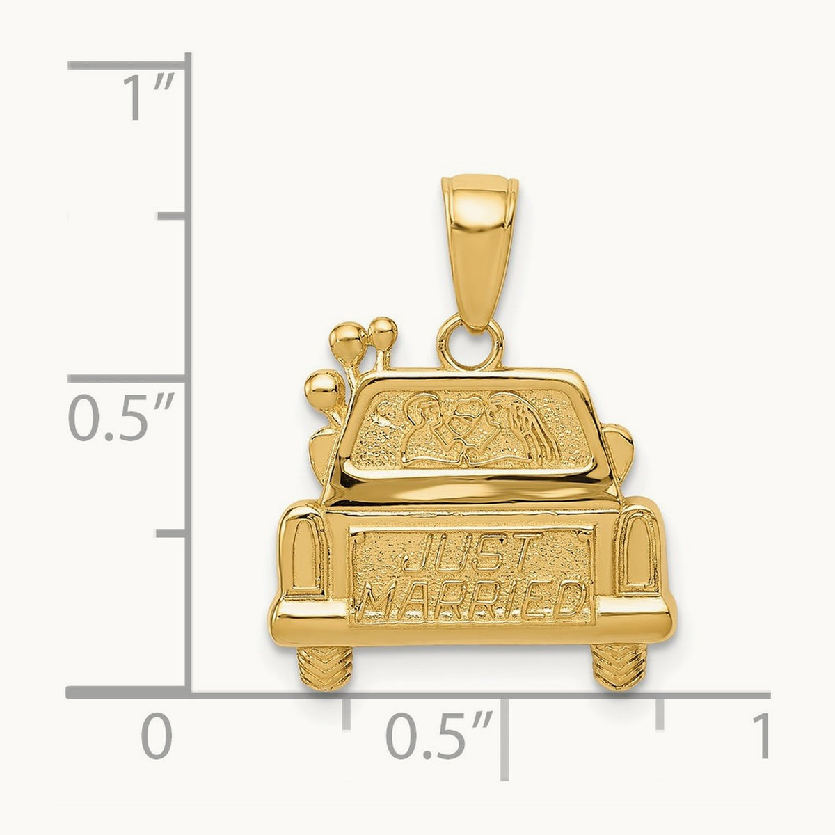 Polished and Textured Just Married Pendant, 14K