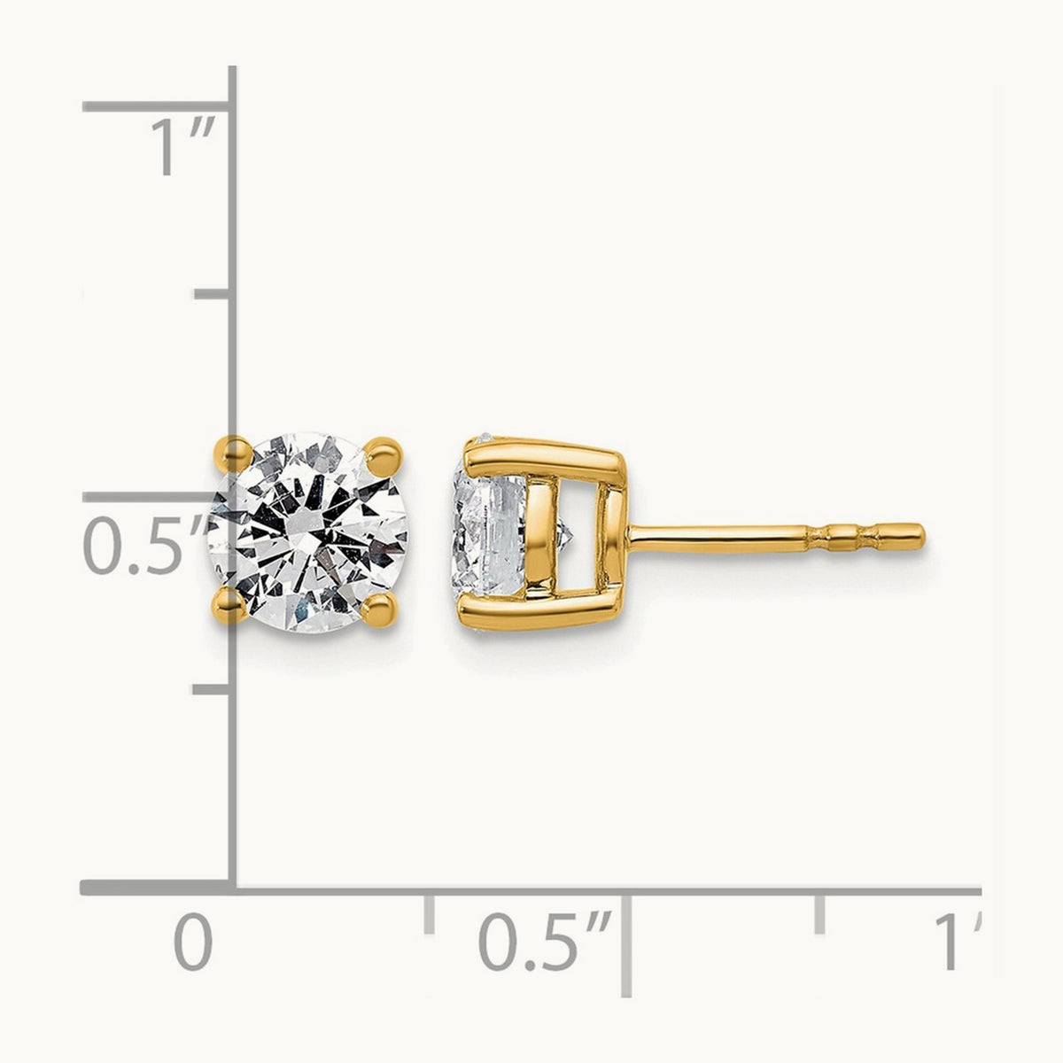 Round Lightweight Earrings, 0.25-6.00 ct tw Lab-Grown Diamond — 2 ct, 14K Yellow Gold