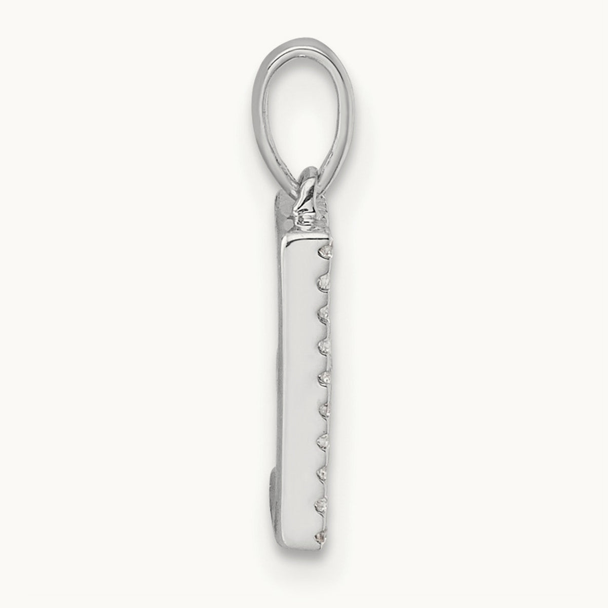 Diamond Letter E Initial Pendant, 14K White Gold