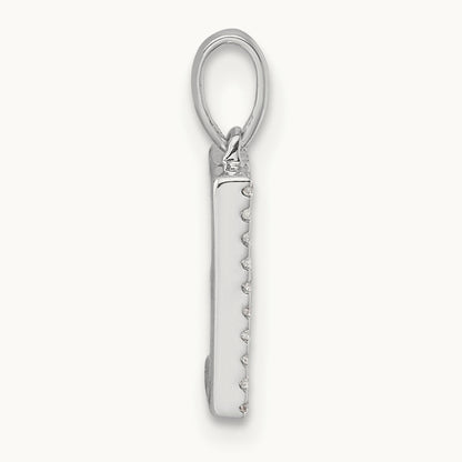 Diamond Letter E Initial Pendant, 14K White Gold