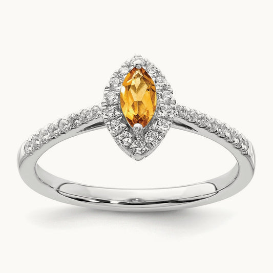 Citrine November Birthstone Ring, 0.20 ct tw Lab-Grown Diamond
