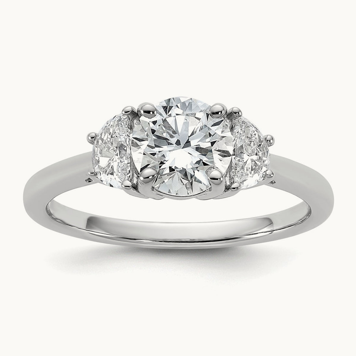 Round 3 Stone Engagement Ring, 1.25-4.00 ct tw Lab-Grown Diamond — 1 3/8 ct, 14K White Gold