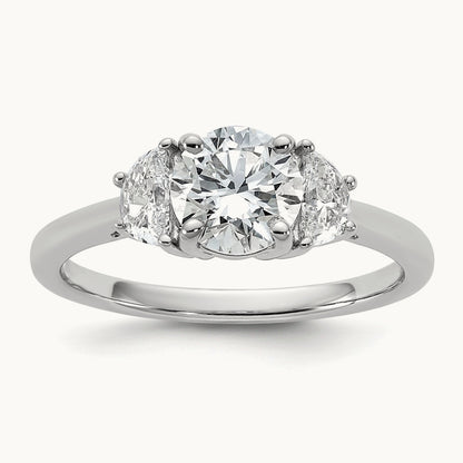 Round 3 Stone Engagement Ring, 1.25-4.00 ct tw Lab-Grown Diamond — 1 3/8 ct, 14K White Gold
