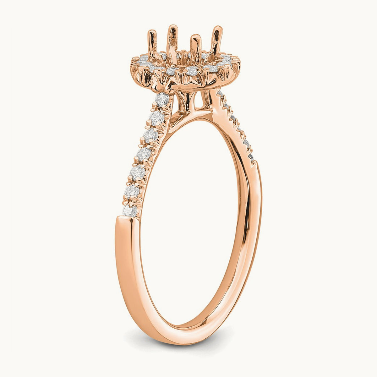Oval Semi-Mount Halo Engagement Ring, 0.25-0.50 ct tw Lab-Grown Diamond — 1/3 ct · VS/SI (Great), 14K Rose Gold, 7
