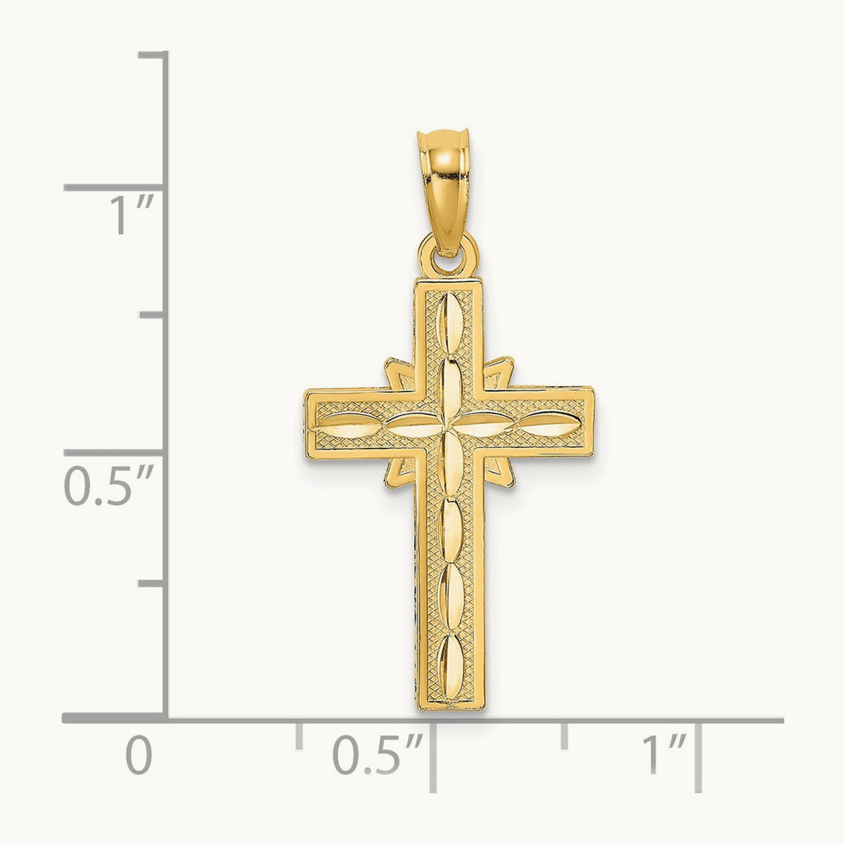 D/C Etched Cross Charm, 14K