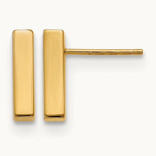 Polished Post Bar Earrings — 10K Yellow Gold