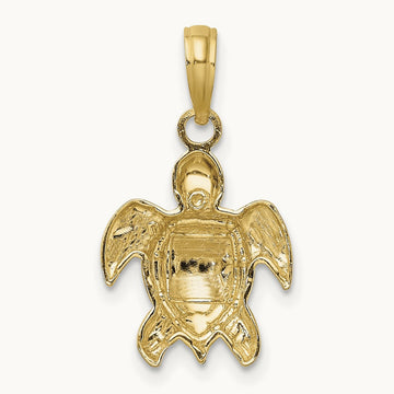 Textured Sea Turtle Charm — 14K Yellow Gold, 14.3mm