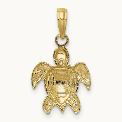 Textured Sea Turtle Charm — 14K Yellow Gold, 14.3mm
