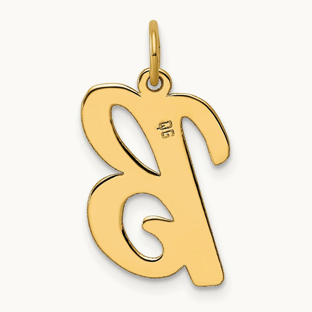 Large Script Initial Charm — 14K Yellow Gold, B